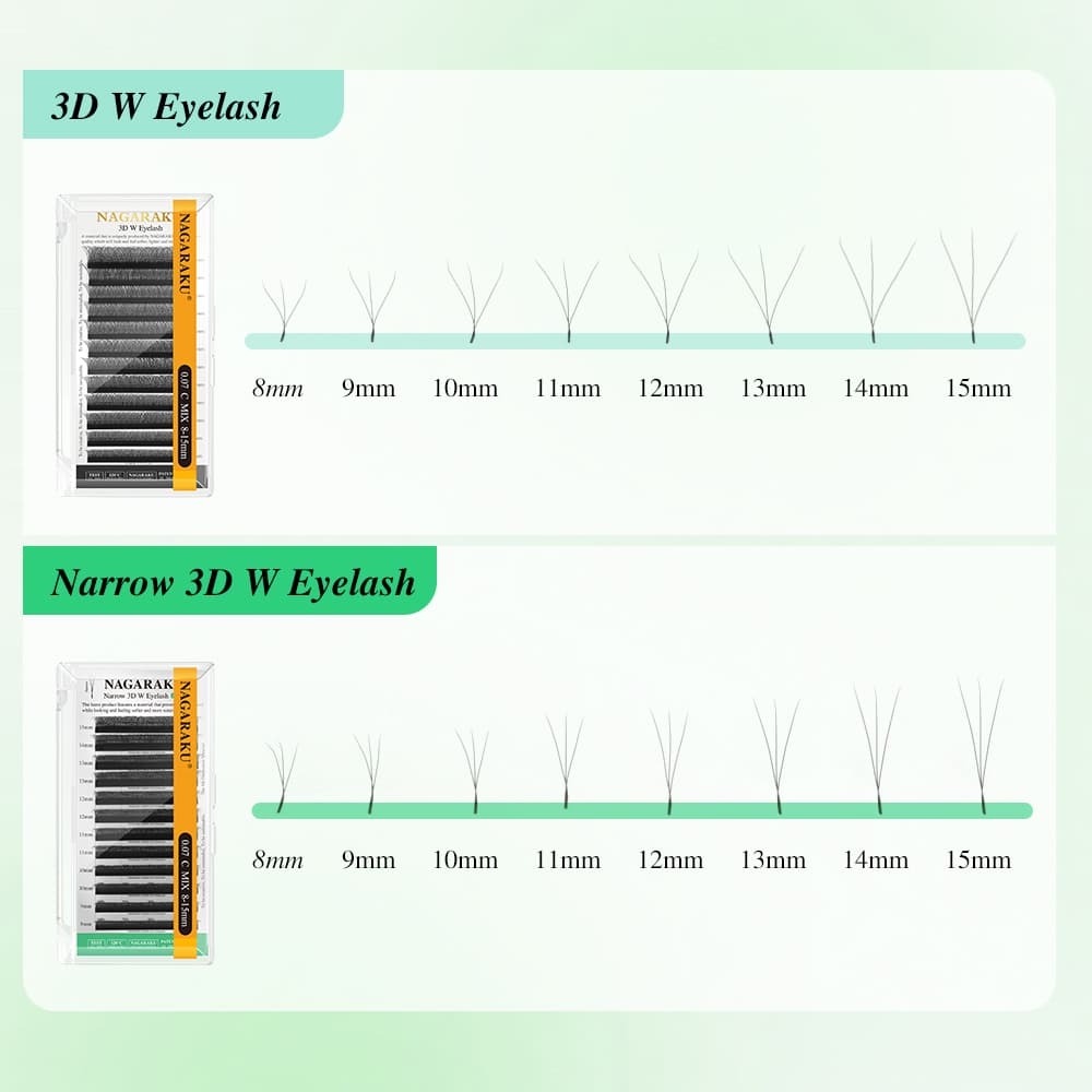 Nagaraku 3D W Narrow Eyelash Extensions 0.10 D 8-15mm Mix